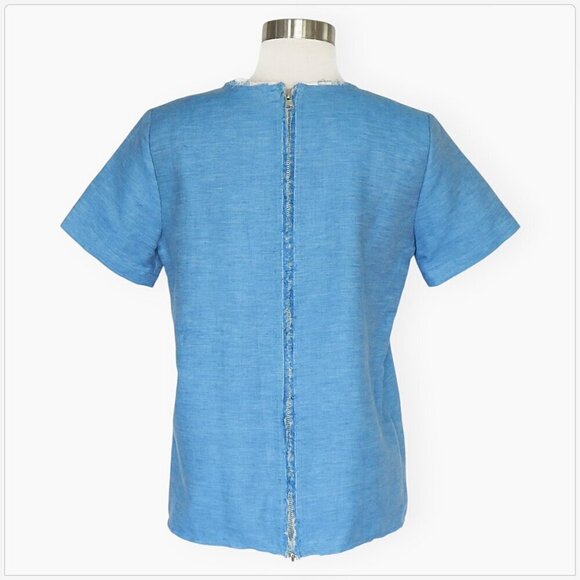 Designers Remix Charlotte Eskildsen Cotton Linen Raw Edge Zip Back Top Euro 34 - Picture 2 of 3